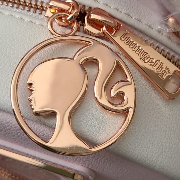 Barbie Loungefly Rose Gold Logo Pink  Convertible Backpack - Picture 2 of 10